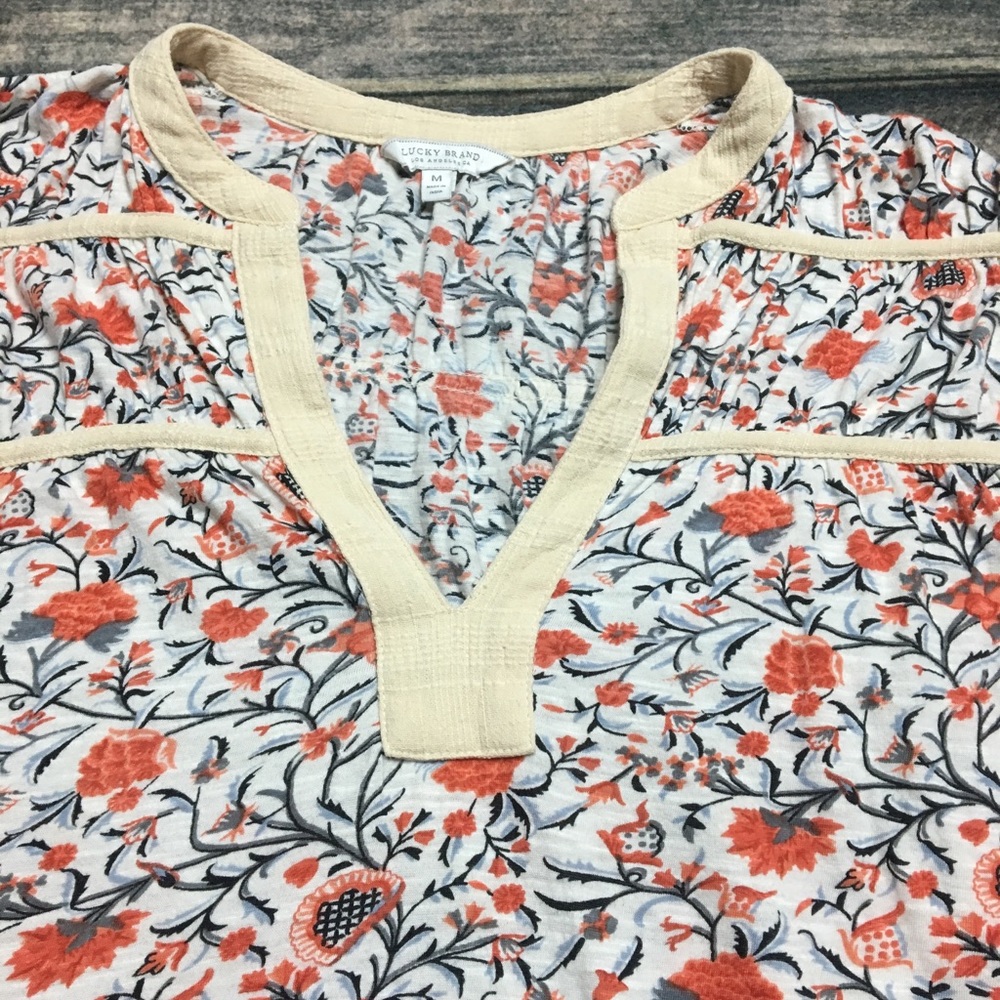 Lucky Brand Boho Top Sleeveless Orange Floral - Picture 3 of 7